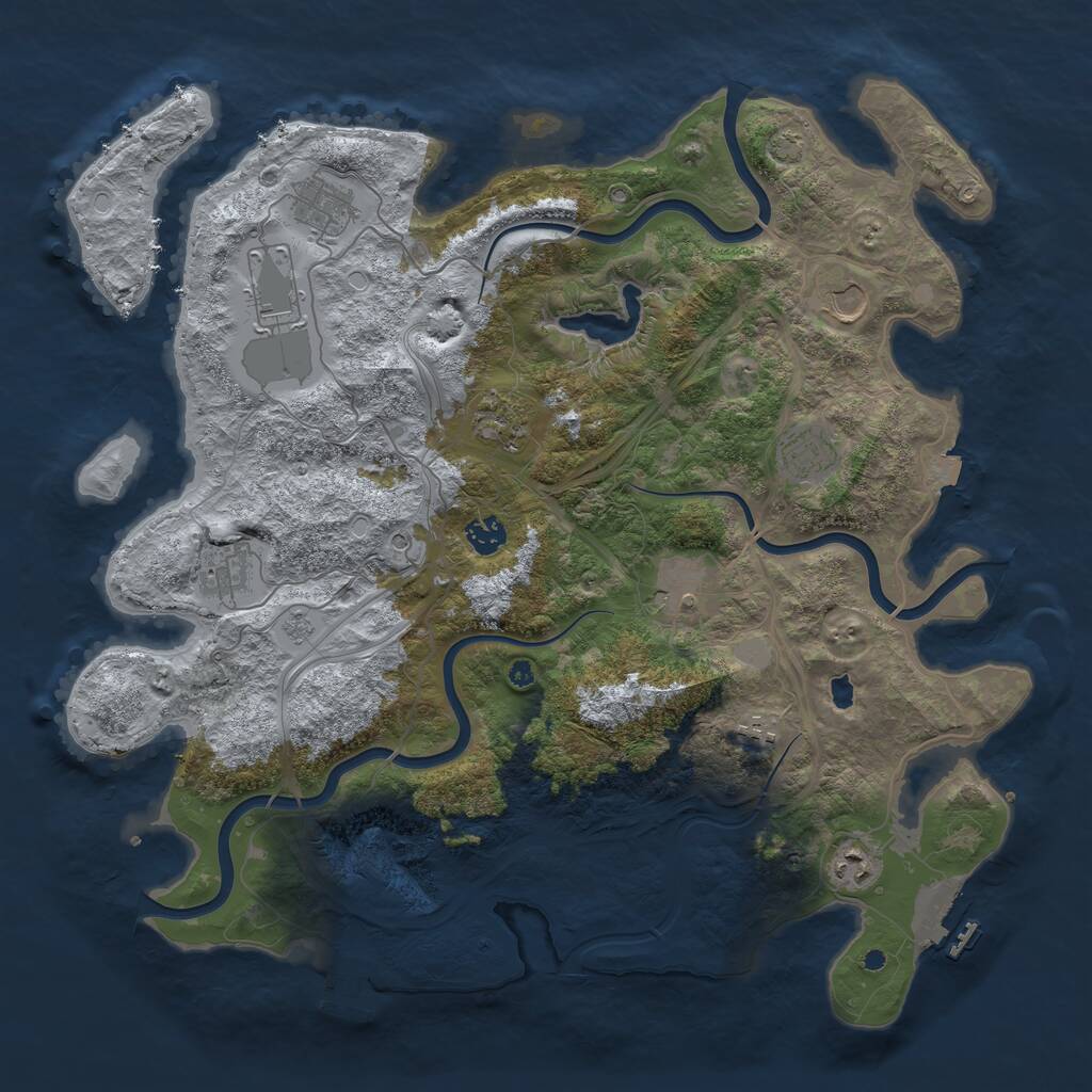 Rust Map: Procedural Map, Size: 4250, Seed: 946752410, 16 Monuments