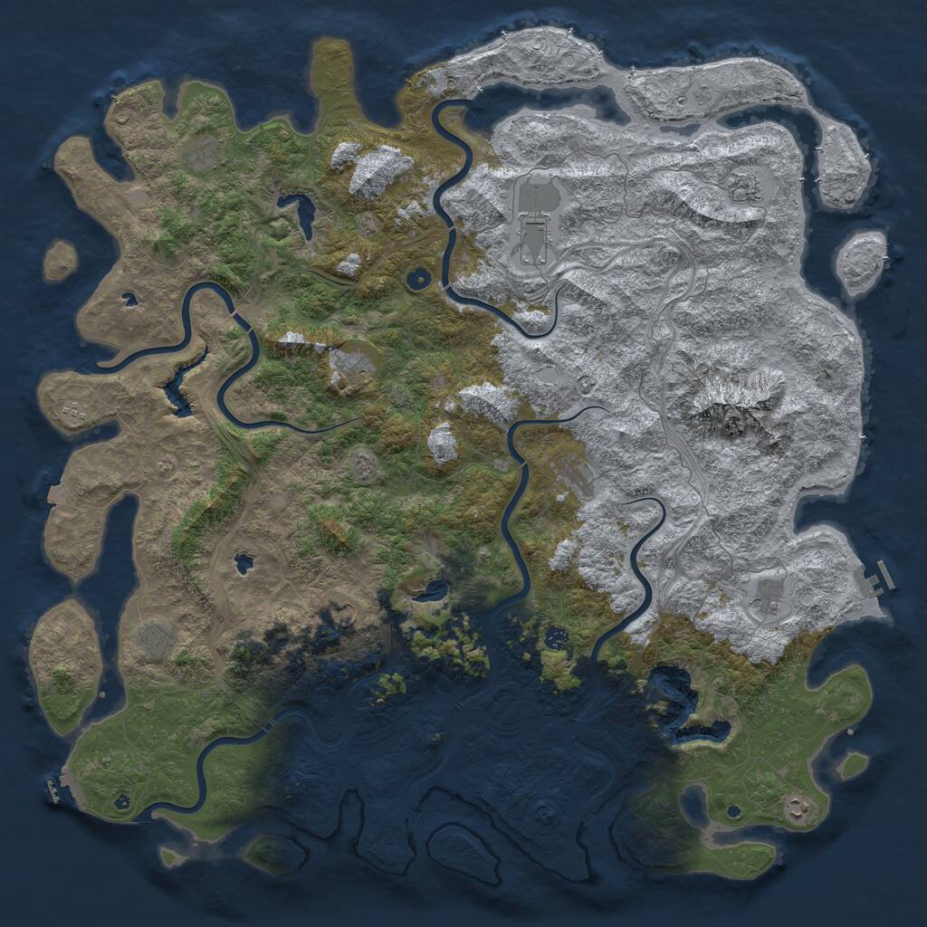 Rust Map: Procedural Map, Size: 6000, Seed: 456451, 17 Monuments