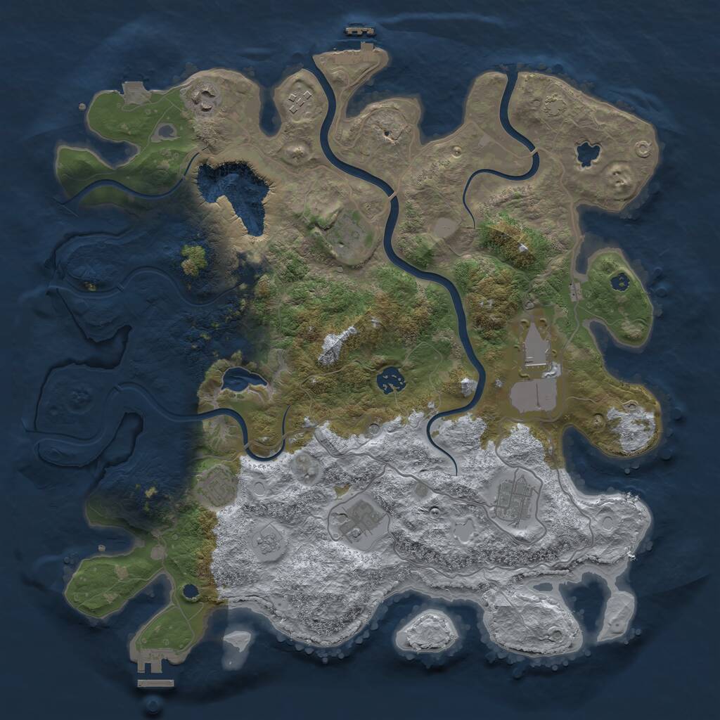 Rust Map: Procedural Map, Size: 4000, Seed: 2005009284, 14 Monuments