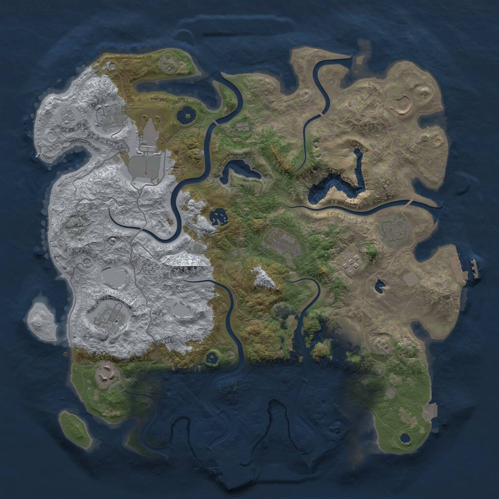 Rust Map: Procedural Map, Size: 4100, Seed: 8657977, 16 Monuments