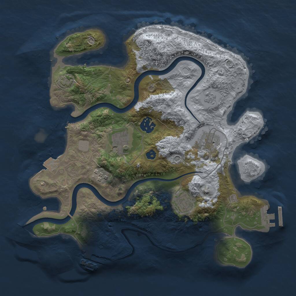 Rust Map: Procedural Map, Size: 3000, Seed: 1923708403, 11 Monuments