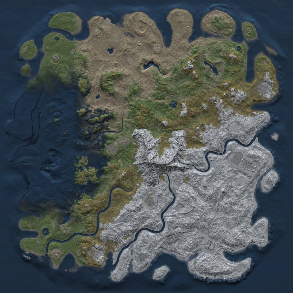Rust Map: Procedural Map, Size: 6000, Seed: 4552342, 17 Monuments