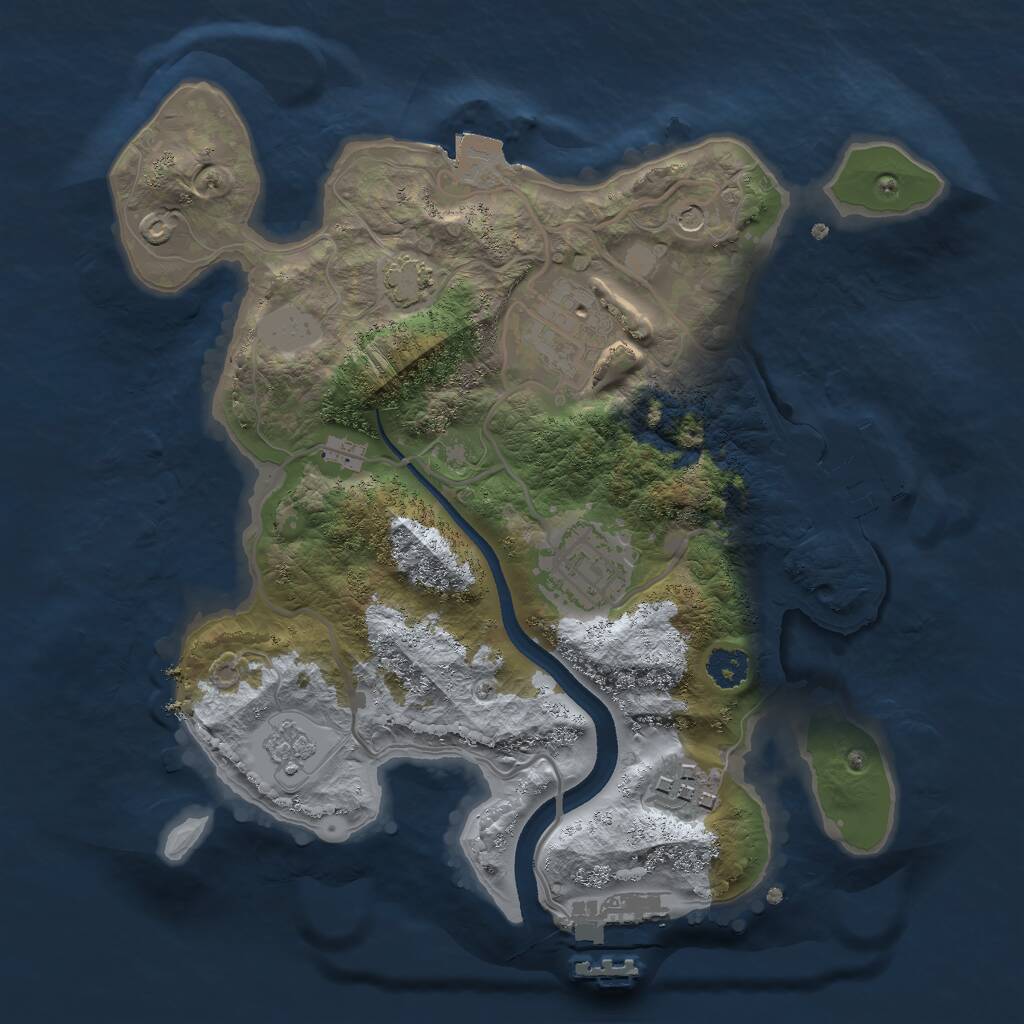 Rust Map: Procedural Map, Size: 2500, Seed: 983157293, 9 Monuments