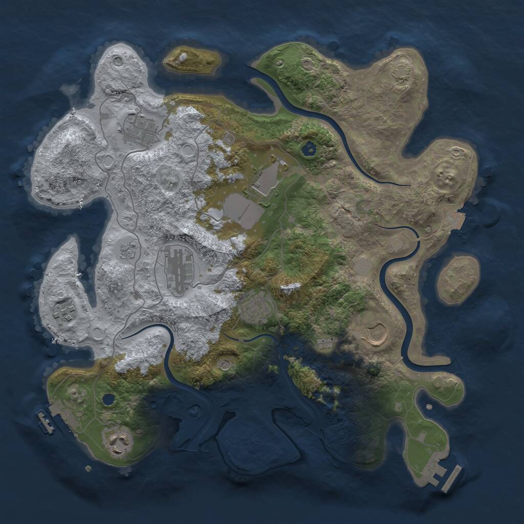 Rust Map: Procedural Map, Size: 3500, Seed: 553019467, 13 Monuments