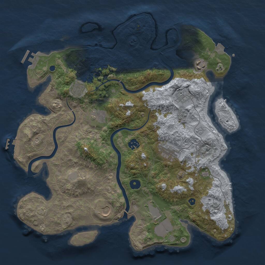 Rust Map: Procedural Map, Size: 3800, Seed: 1344512534, 16 Monuments