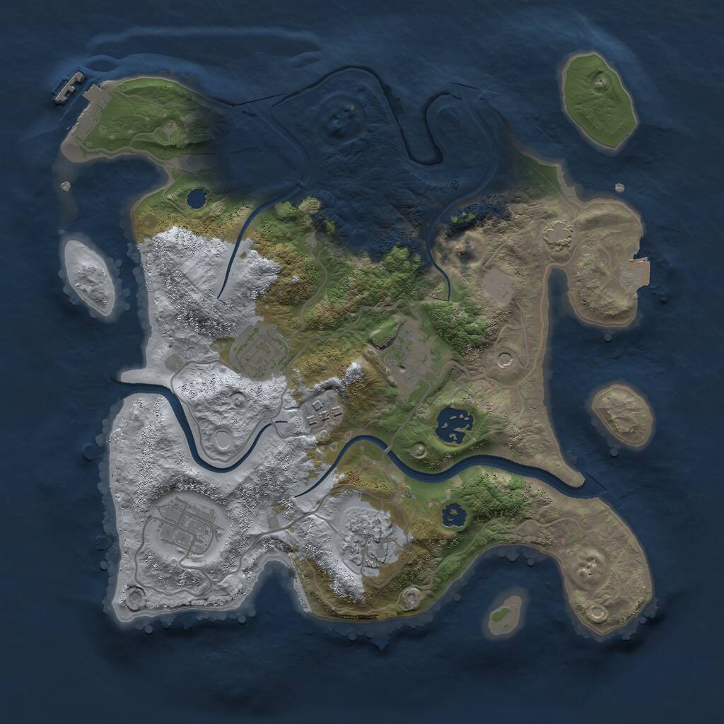 Rust Map: Procedural Map, Size: 3000, Seed: 21062, 10 Monuments