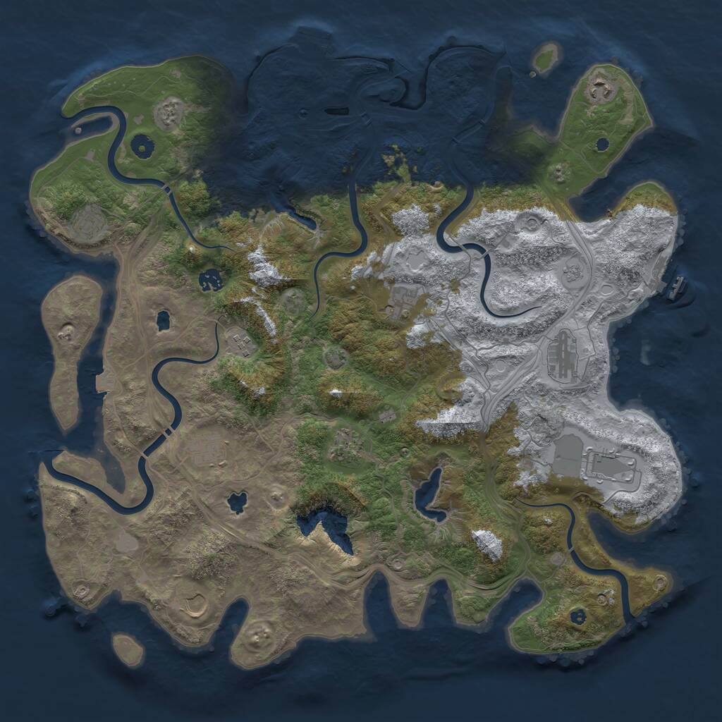 Rust Map: Procedural Map, Size: 4600, Seed: 483826501, 16 Monuments