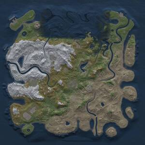 Thumbnail Rust Map: Procedural Map, Size: 4500, Seed: 98697558, 15 Monuments
