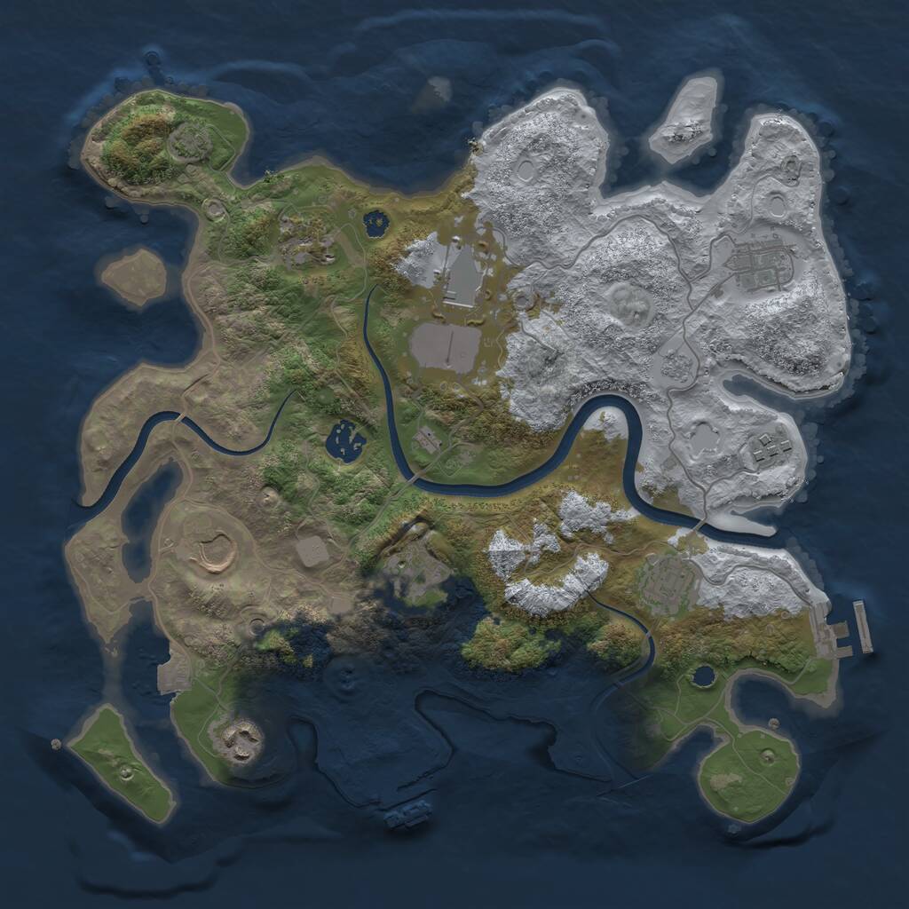Rust Map: Procedural Map, Size: 3500, Seed: 1075864699, 15 Monuments