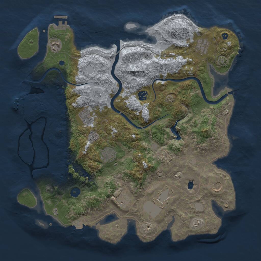 Rust Map: Procedural Map, Size: 4000, Seed: 9240, 16 Monuments