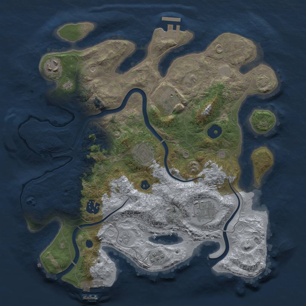 Rust Map: Procedural Map, Size: 3300, Seed: 15000, 12 Monuments