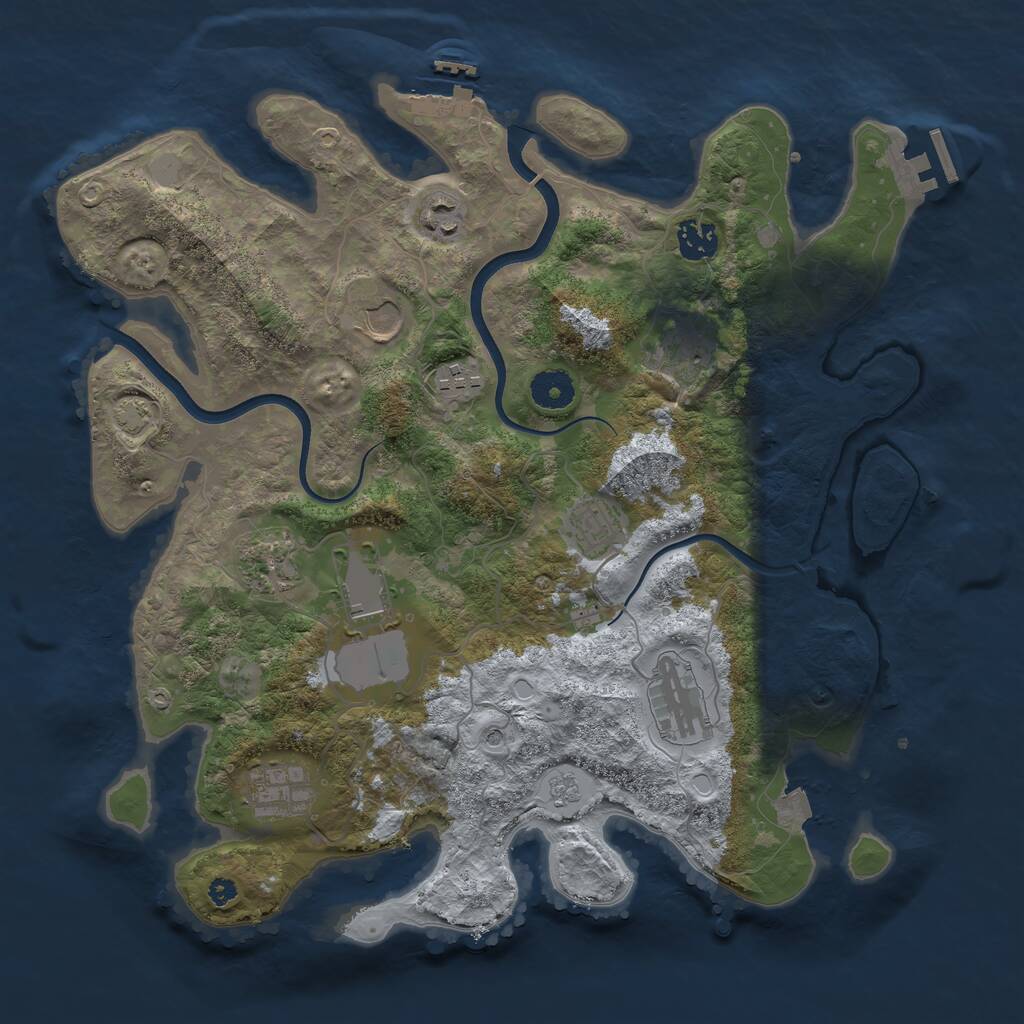 Rust Map: Procedural Map, Size: 3700, Seed: 1863239667, 16 Monuments