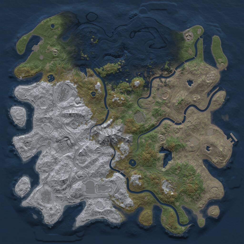 Rust Map: Procedural Map, Size: 5000, Seed: 996240010, 17 Monuments