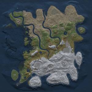 Thumbnail Rust Map: Procedural Map, Size: 3750, Seed: 1235236643, 14 Monuments