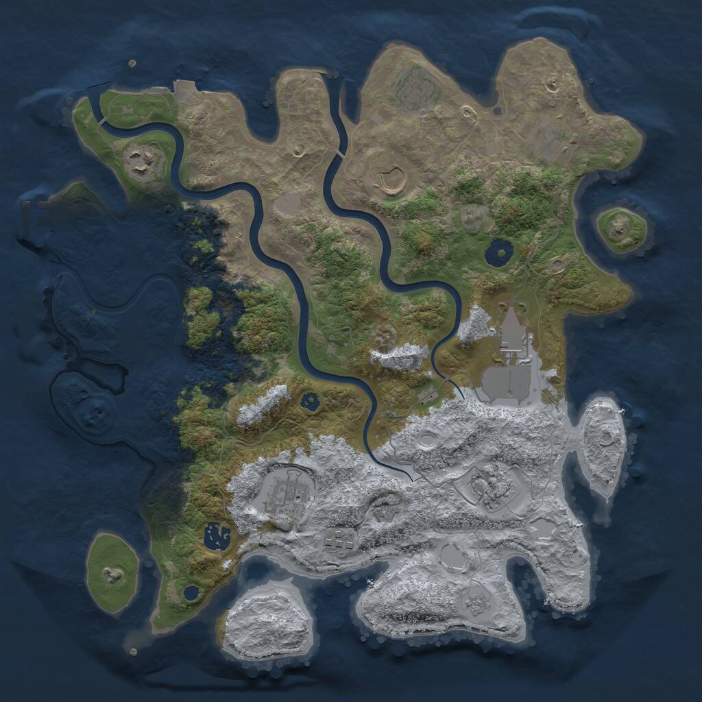 Rust Map: Procedural Map, Size: 3750, Seed: 1235236643, 14 Monuments