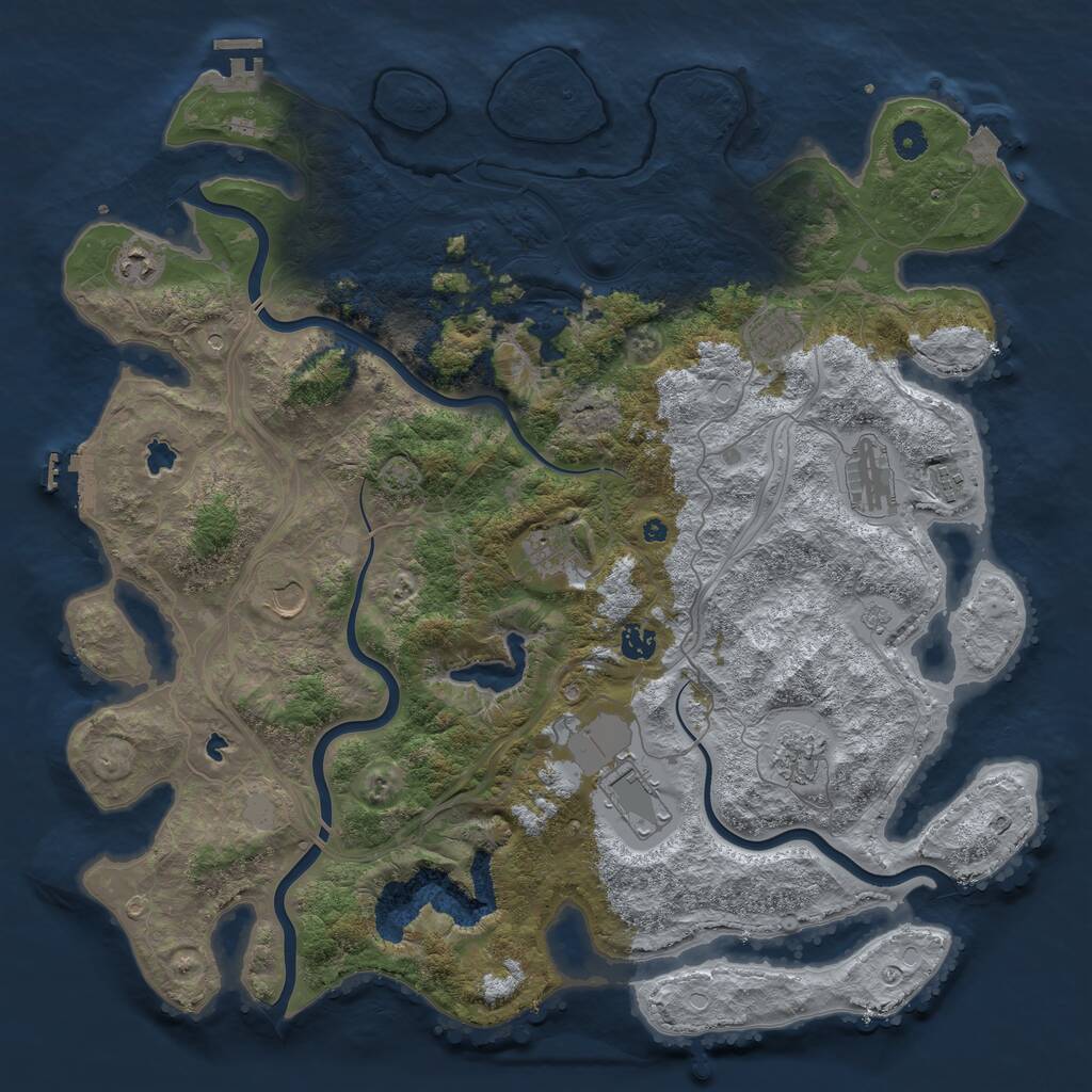 Rust Map: Procedural Map, Size: 4500, Seed: 1351485234, 15 Monuments