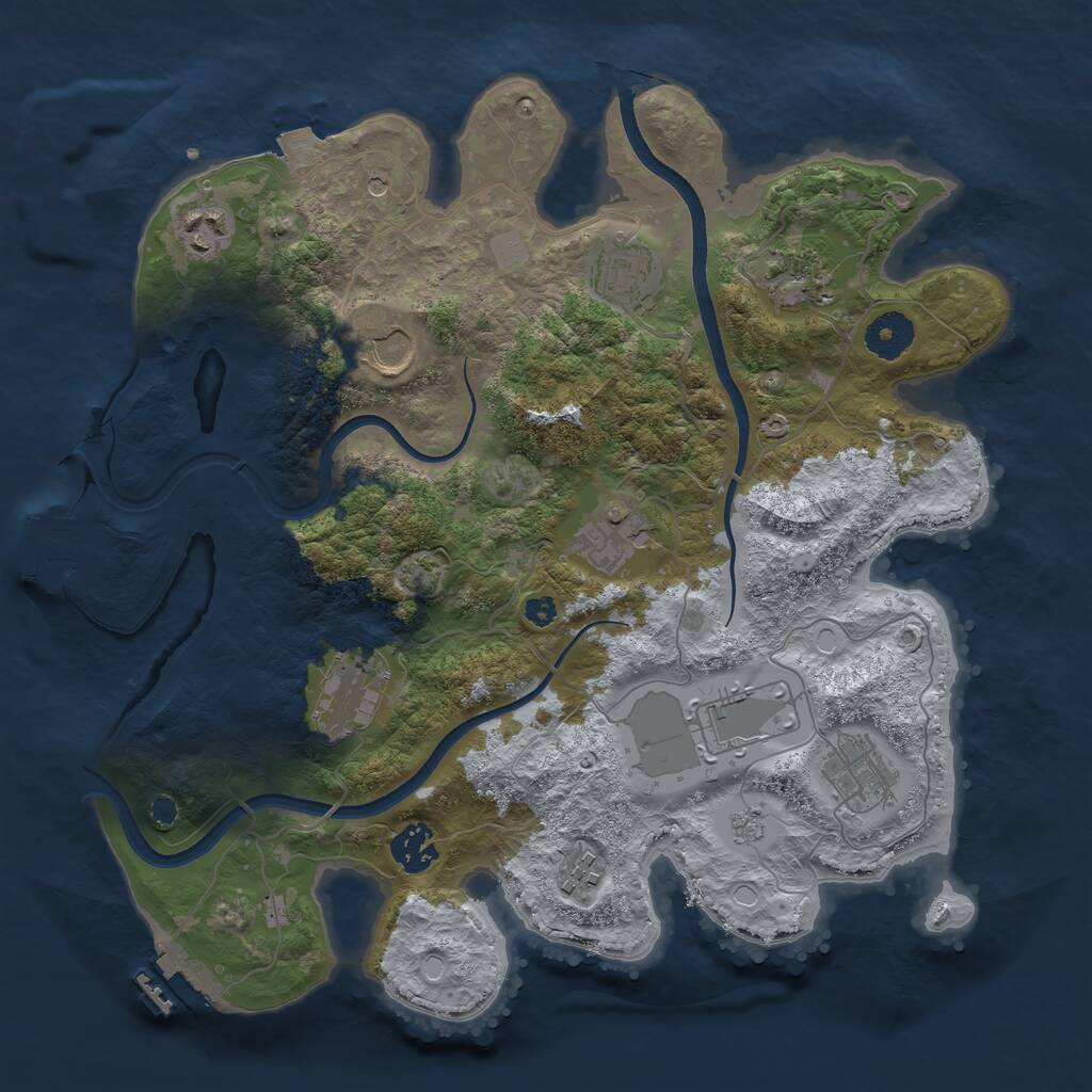 Rust Map: Procedural Map, Size: 3500, Seed: 410210683, 16 Monuments
