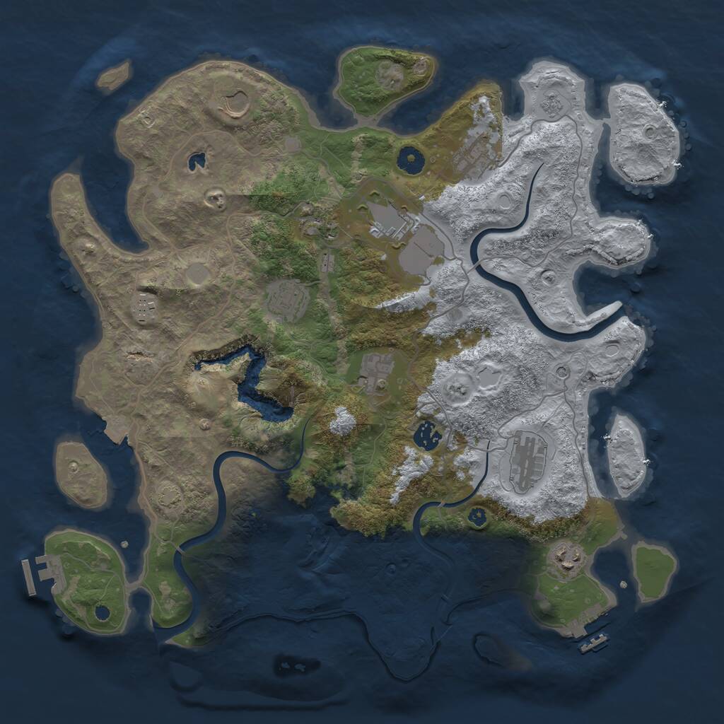 Rust Map: Procedural Map, Size: 4000, Seed: 1883952833, 16 Monuments