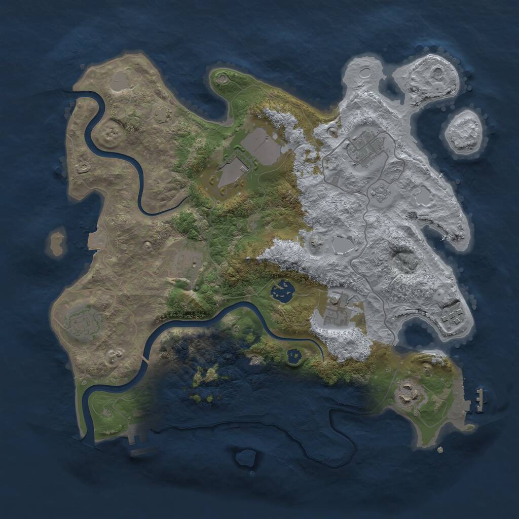 Rust Map: Procedural Map, Size: 3500, Seed: 12484, 14 Monuments
