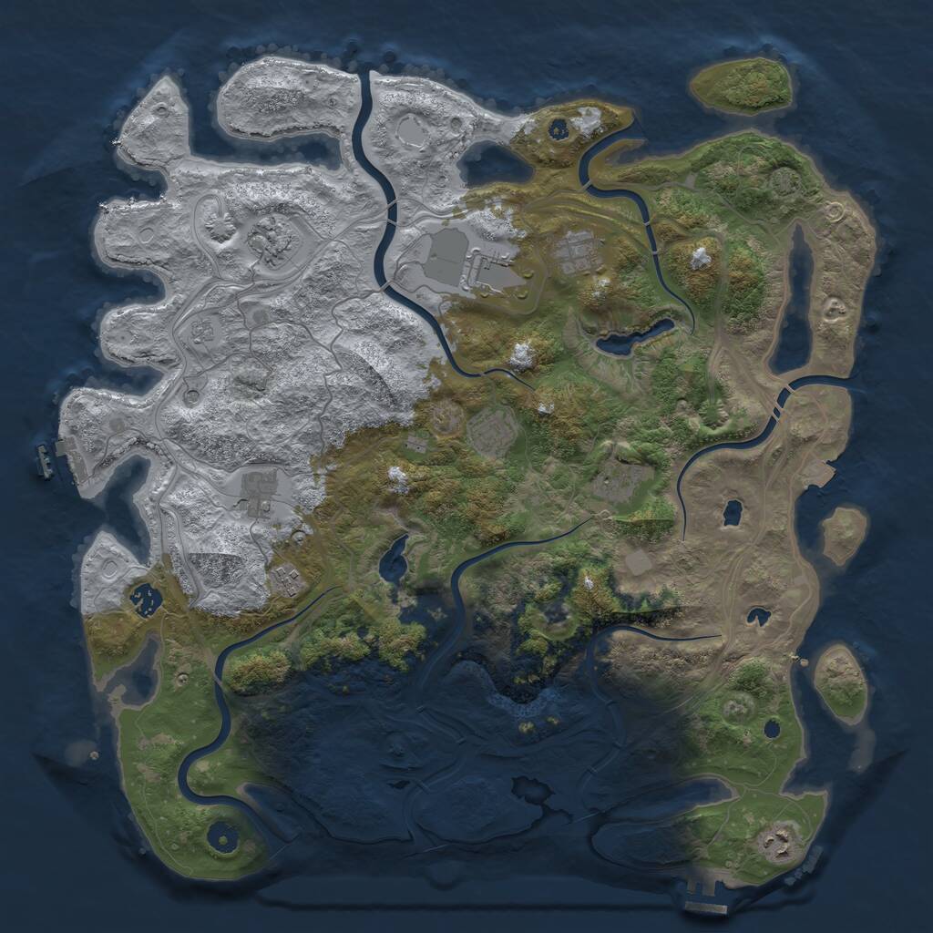 Rust Map: Procedural Map, Size: 4500, Seed: 752443665, 15 Monuments