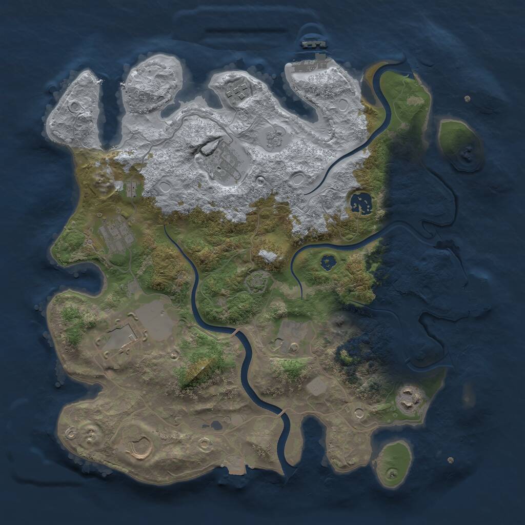 Rust Map: Procedural Map, Size: 3500, Seed: 1115789620, 14 Monuments
