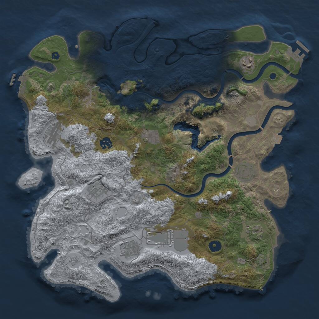Rust Map: Procedural Map, Size: 4000, Seed: 93625, 16 Monuments