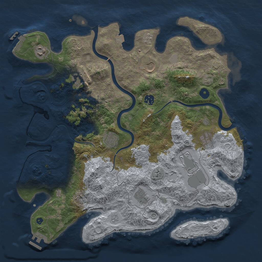Rust Map: Procedural Map, Size: 3900, Seed: 399325650, 15 Monuments