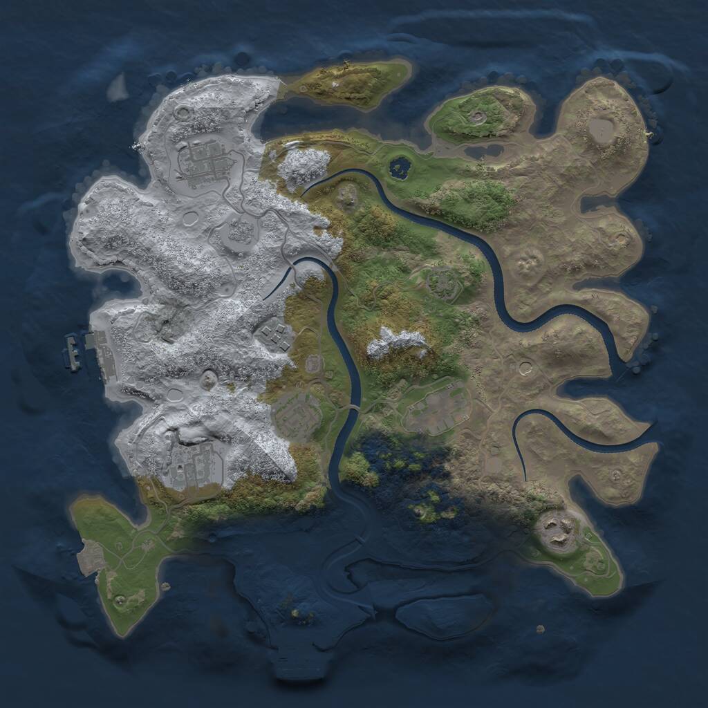 Rust Map: Procedural Map, Size: 3300, Seed: 1092556845, 12 Monuments