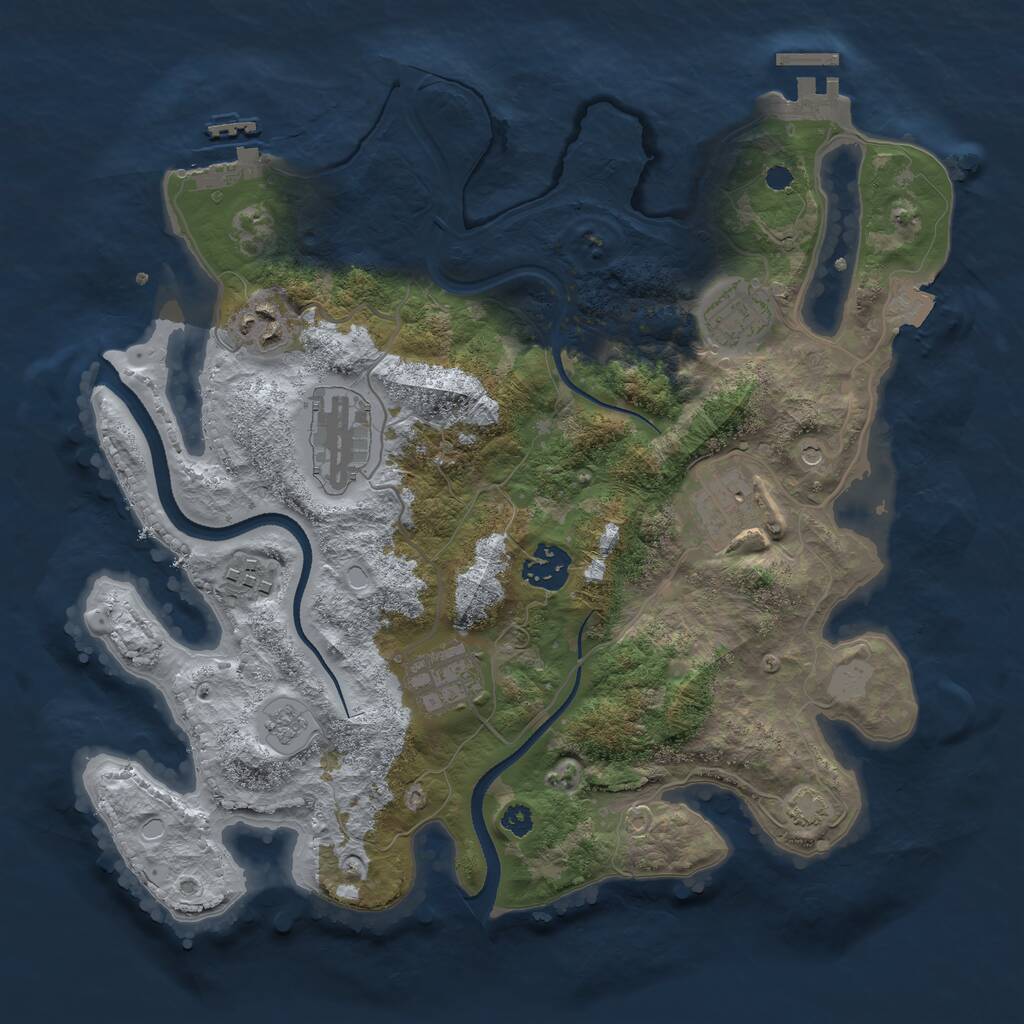 Rust Map: Procedural Map, Size: 3300, Seed: 300727, 13 Monuments