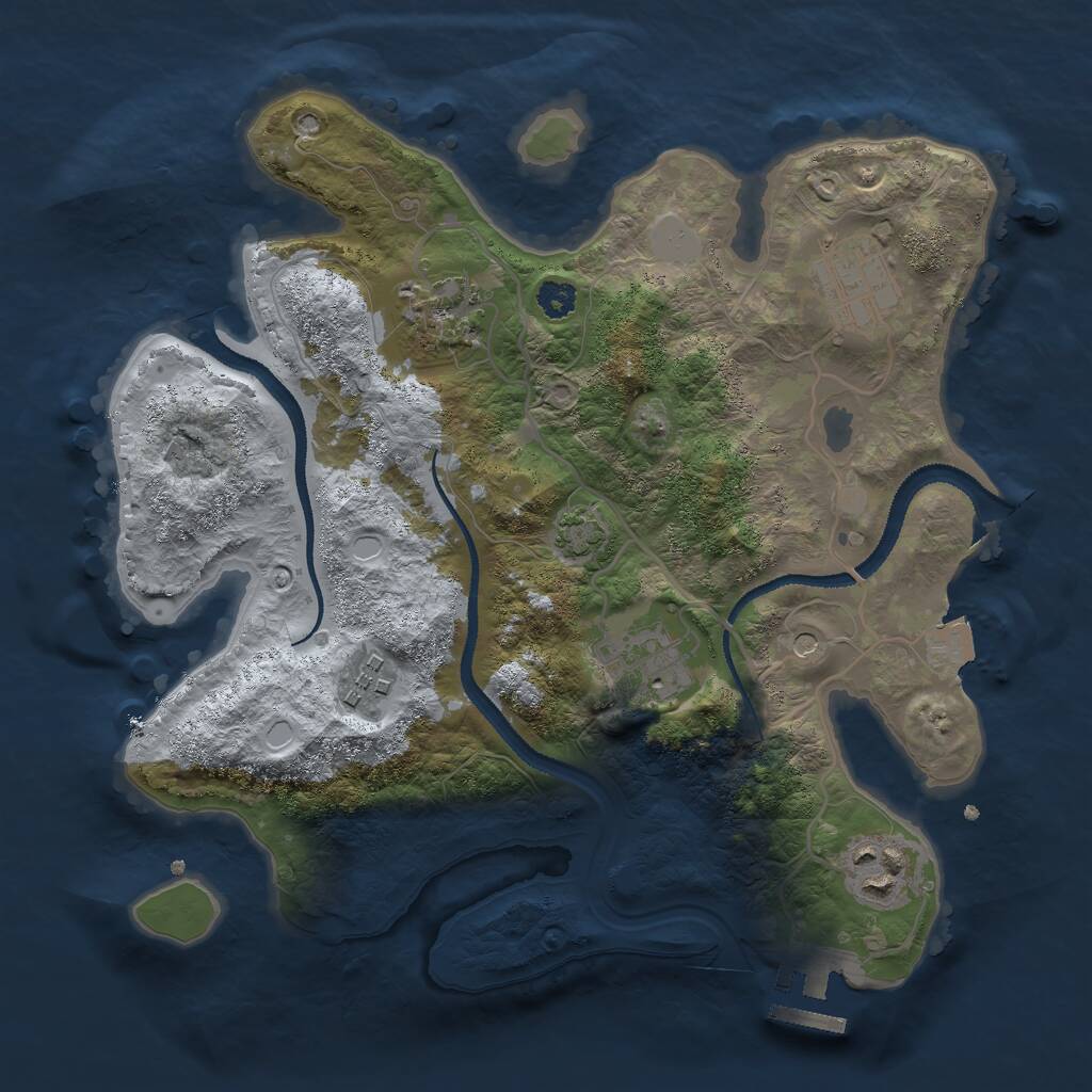 Rust Map: Procedural Map, Size: 2850, Seed: 54211943, 9 Monuments