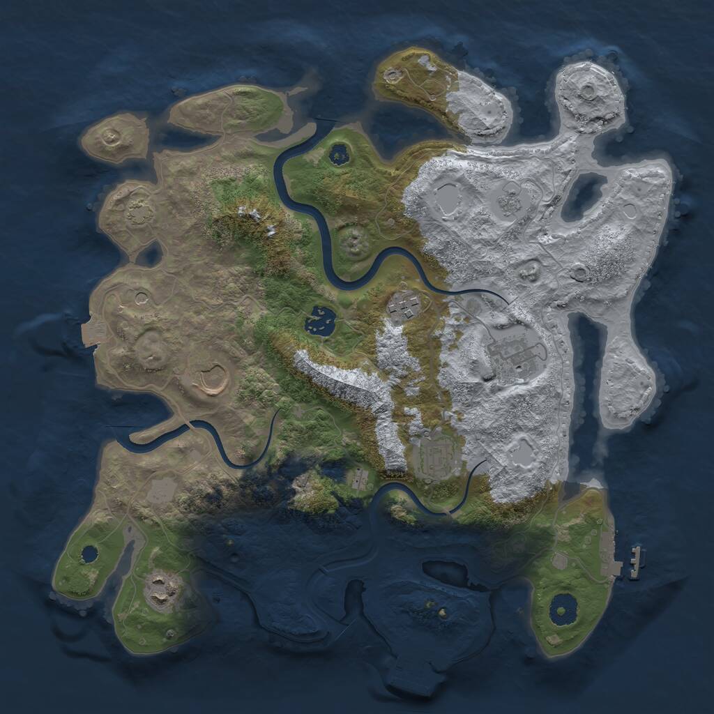 Rust Map: Procedural Map, Size: 3500, Seed: 1054445568, 12 Monuments