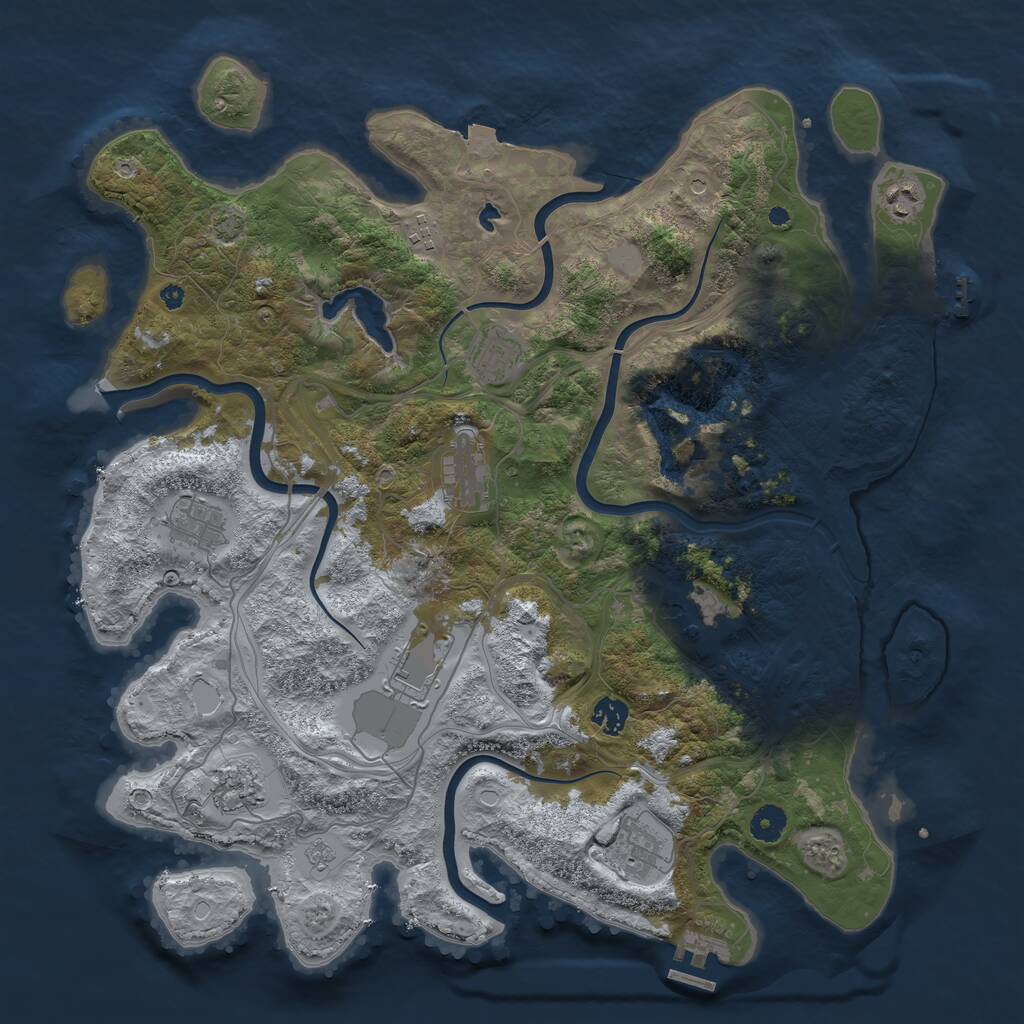 Rust Map: Procedural Map, Size: 4250, Seed: 1068654210, 16 Monuments