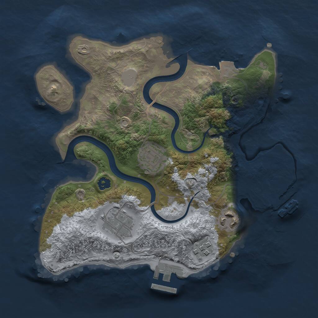 Rust Map: Procedural Map, Size: 2500, Seed: 703936879, 7 Monuments