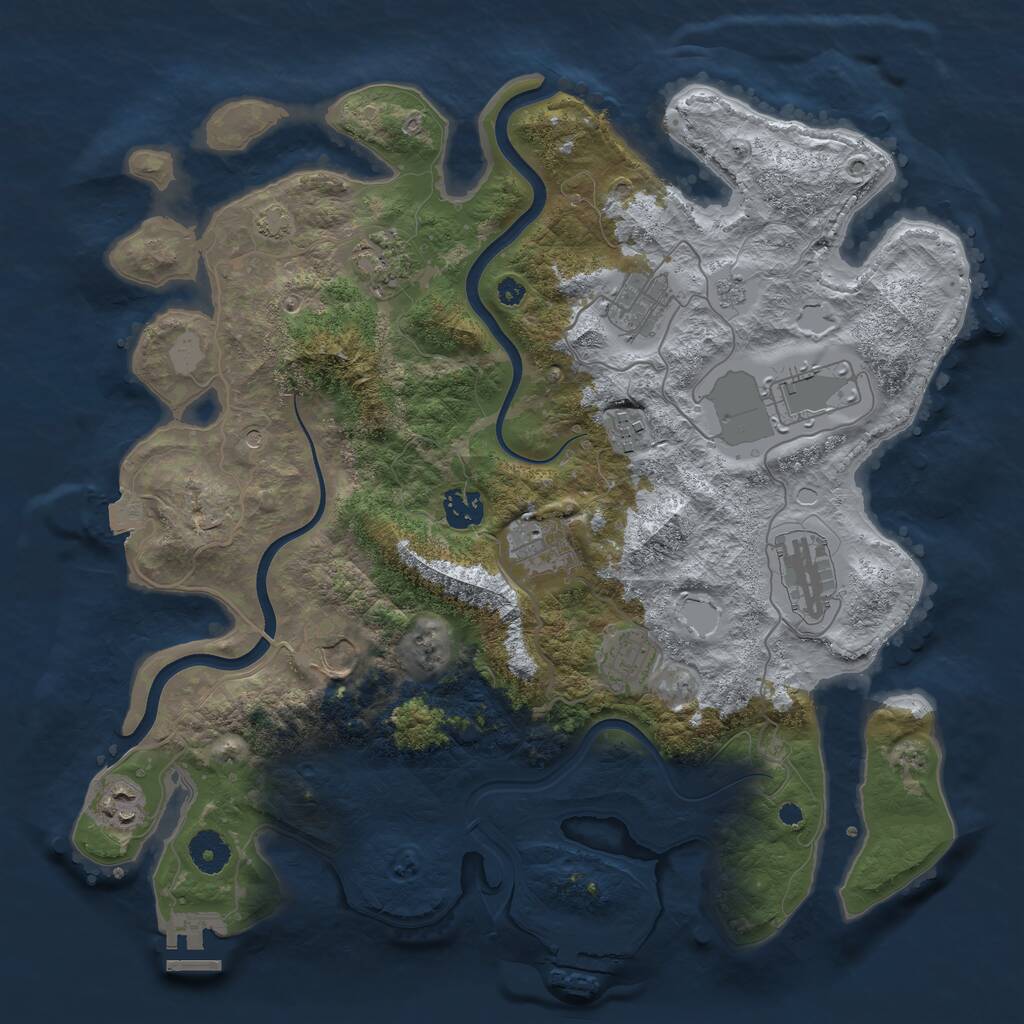 Rust Map: Procedural Map, Size: 3750, Seed: 1054445568, 16 Monuments