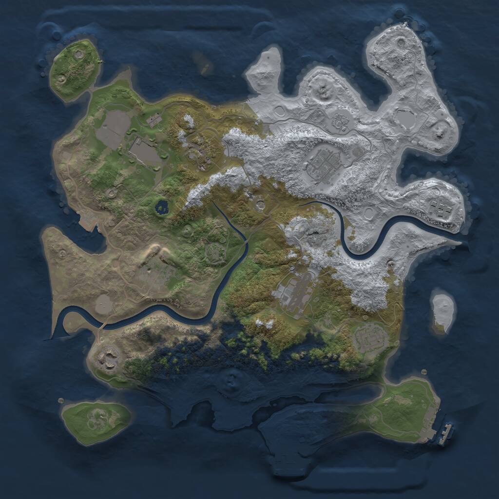 Rust Map: Procedural Map, Size: 3500, Seed: 880232, 14 Monuments
