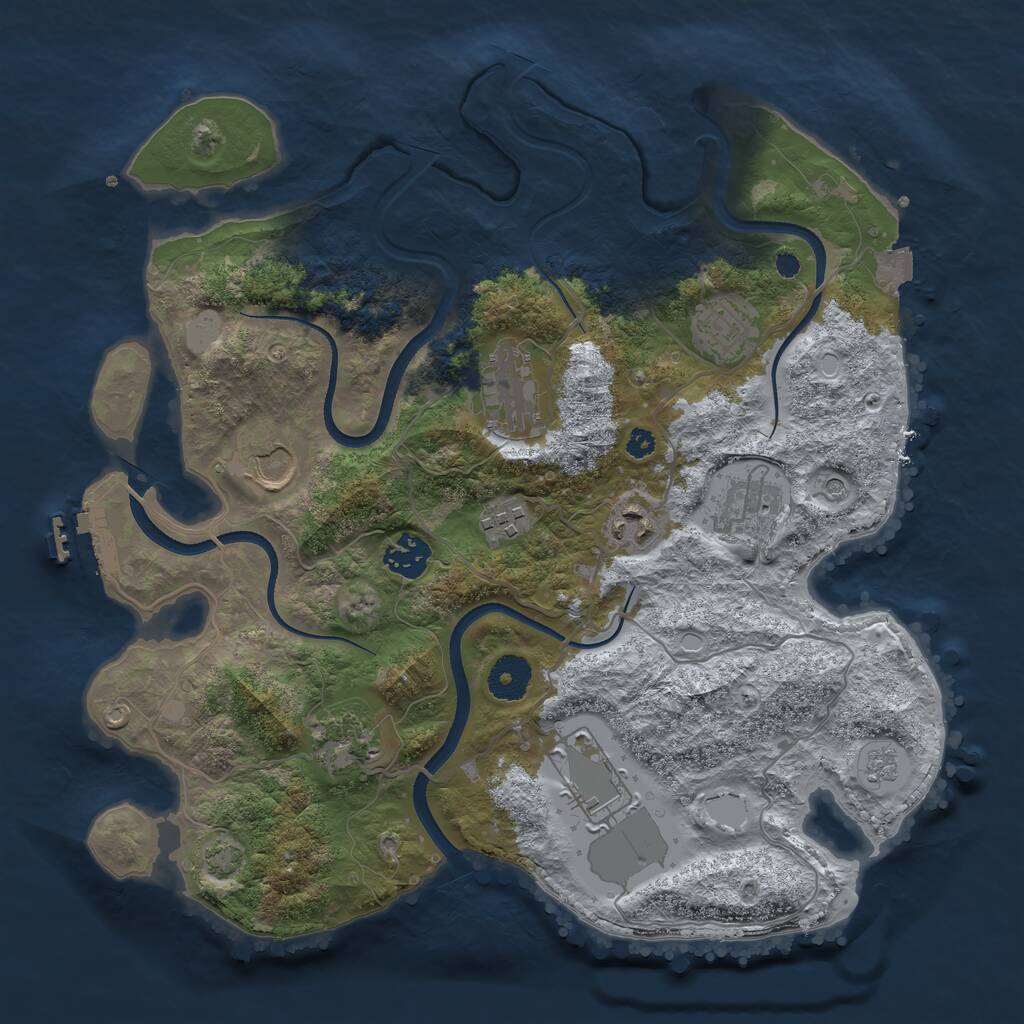 Rust Map: Procedural Map, Size: 3500, Seed: 593103559, 14 Monuments