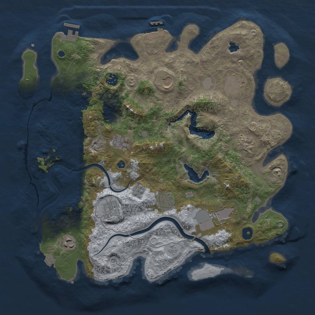 Rust Map: Procedural Map, Size: 4000, Seed: 497803673, 16 Monuments