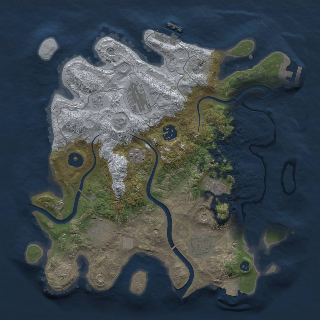 Rust Map: Procedural Map, Size: 3200, Seed: 22121987, 12 Monuments
