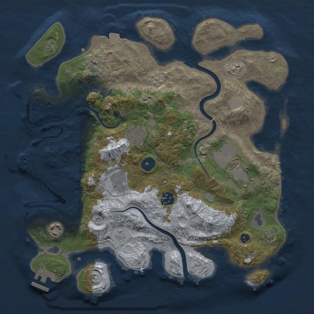Rust Map: Procedural Map, Size: 3500, Seed: 348891042, 12 Monuments