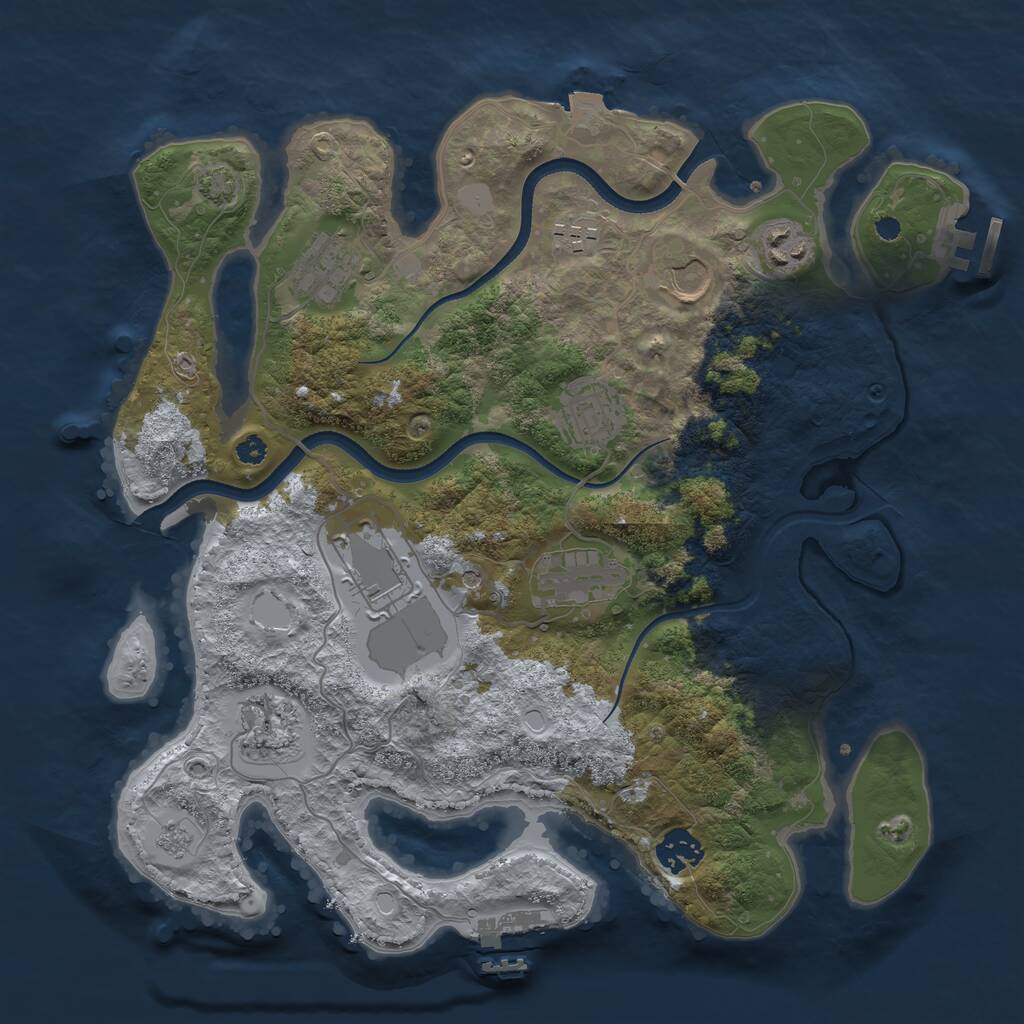 Rust Map: Procedural Map, Size: 3500, Seed: 1785704443, 15 Monuments
