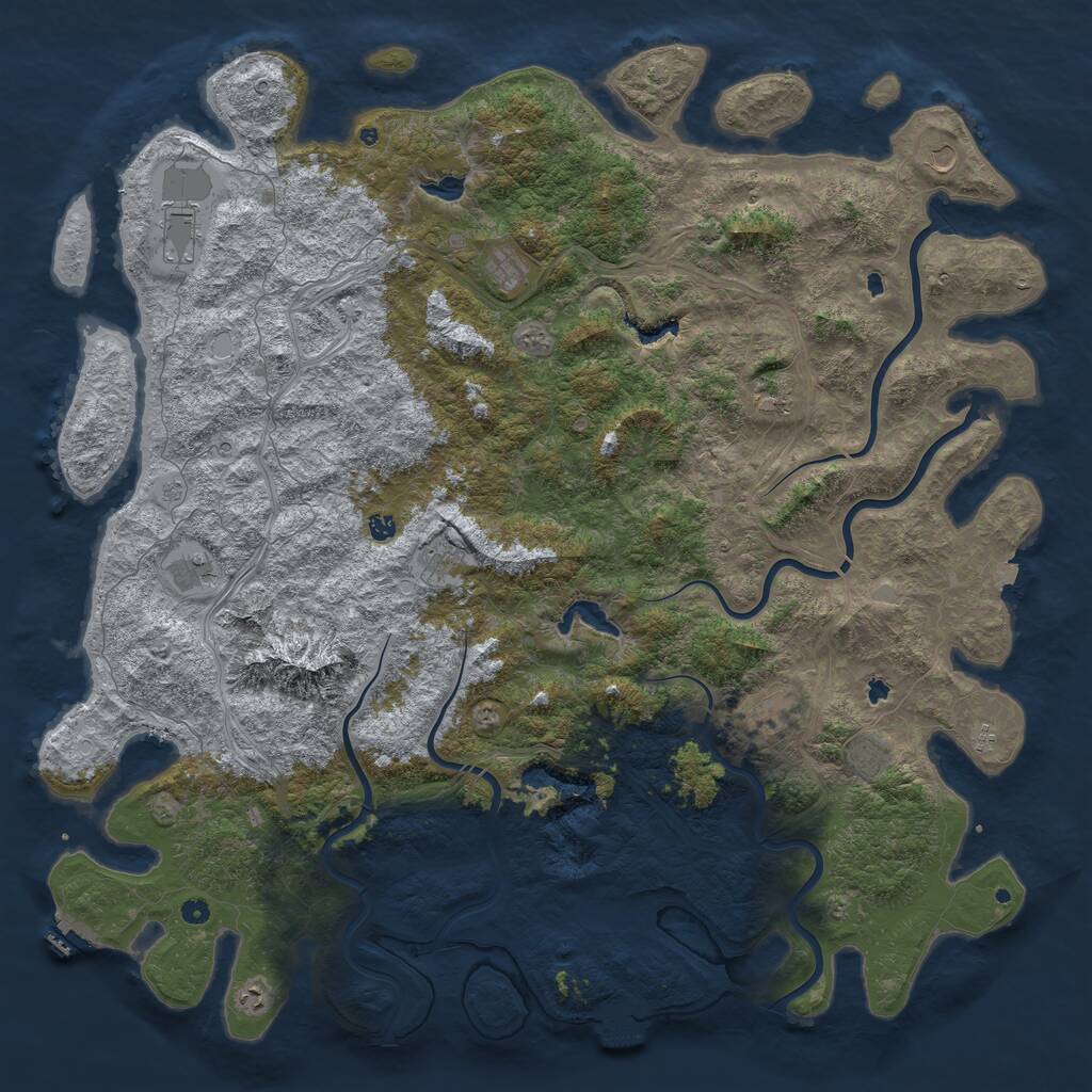 Rust Map: Procedural Map, Size: 6000, Seed: 1191822984, 17 Monuments