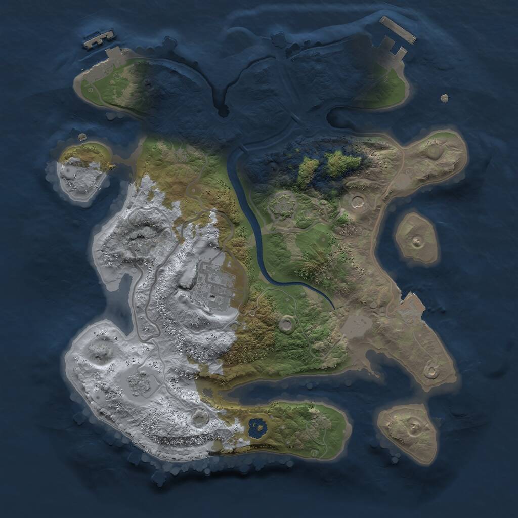 Rust Map: Procedural Map, Size: 2600, Seed: 874370367, 7 Monuments