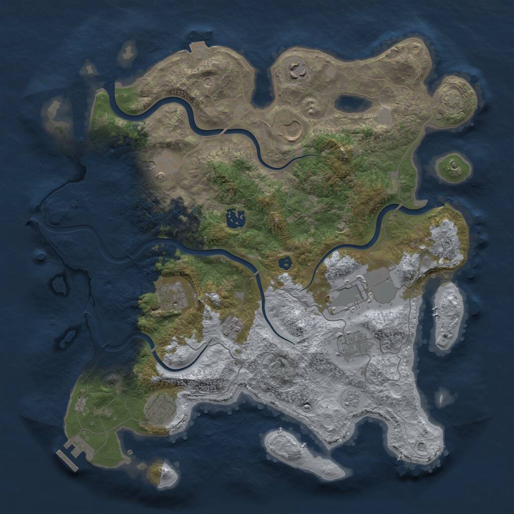 Rust Map: Procedural Map, Size: 3800, Seed: 866399642, 14 Monuments