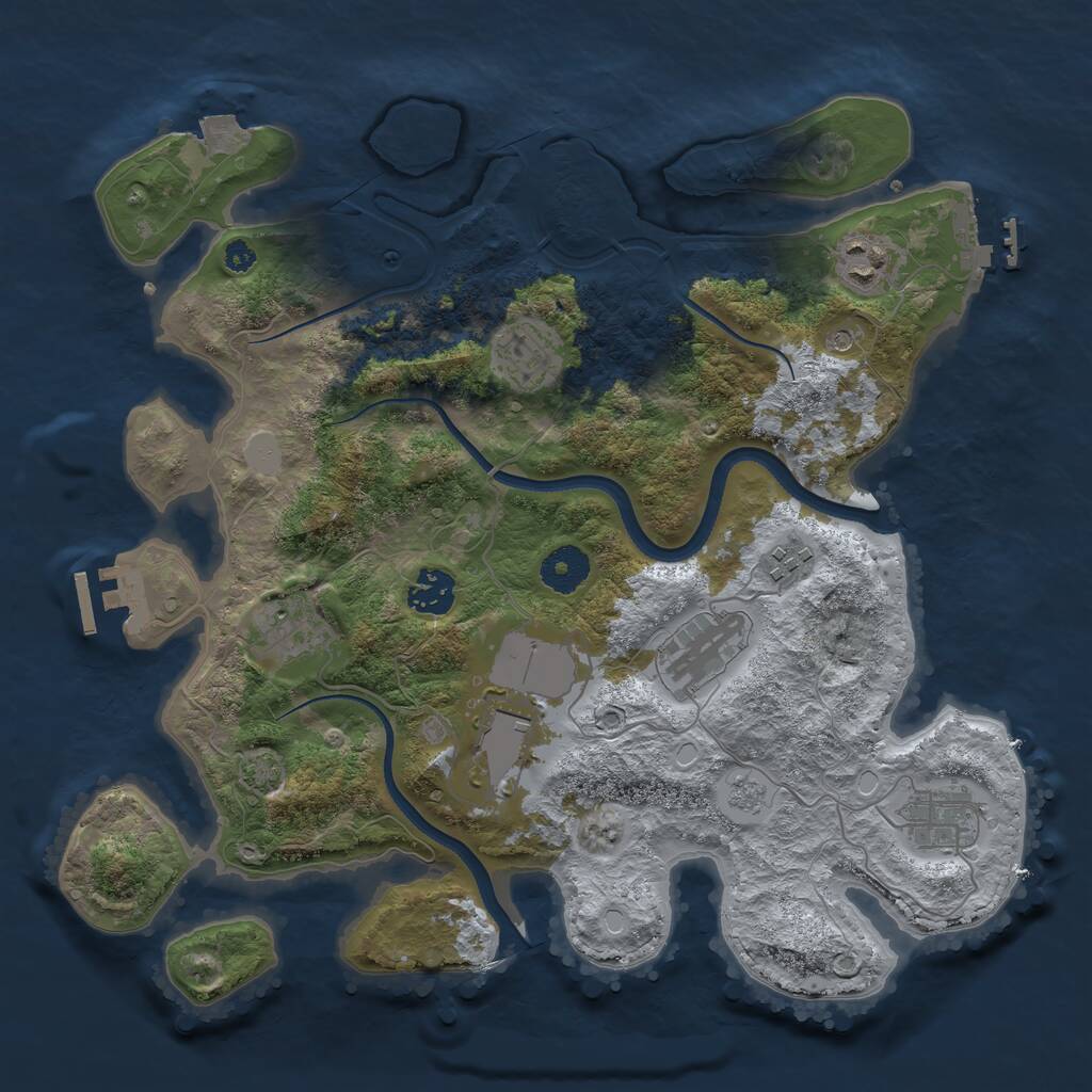 Rust Map: Procedural Map, Size: 3500, Seed: 2084937548, 14 Monuments