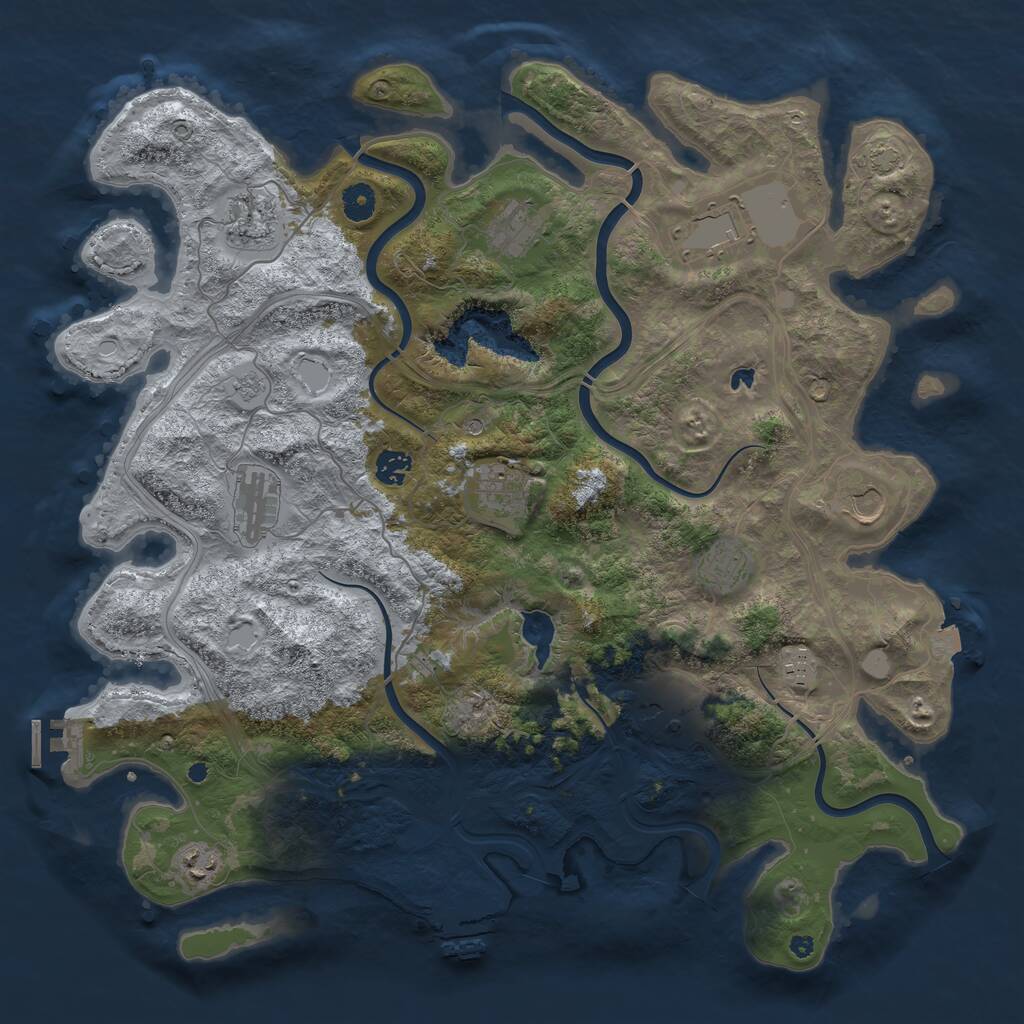 Rust Map: Procedural Map, Size: 4300, Seed: 1079927762, 17 Monuments