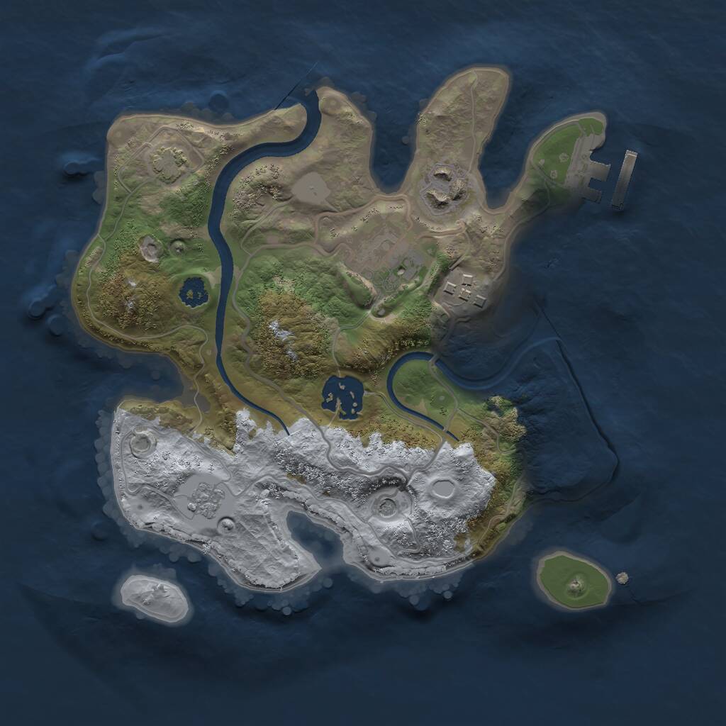 Rust Map: Procedural Map, Size: 2500, Seed: 1797618614, 9 Monuments