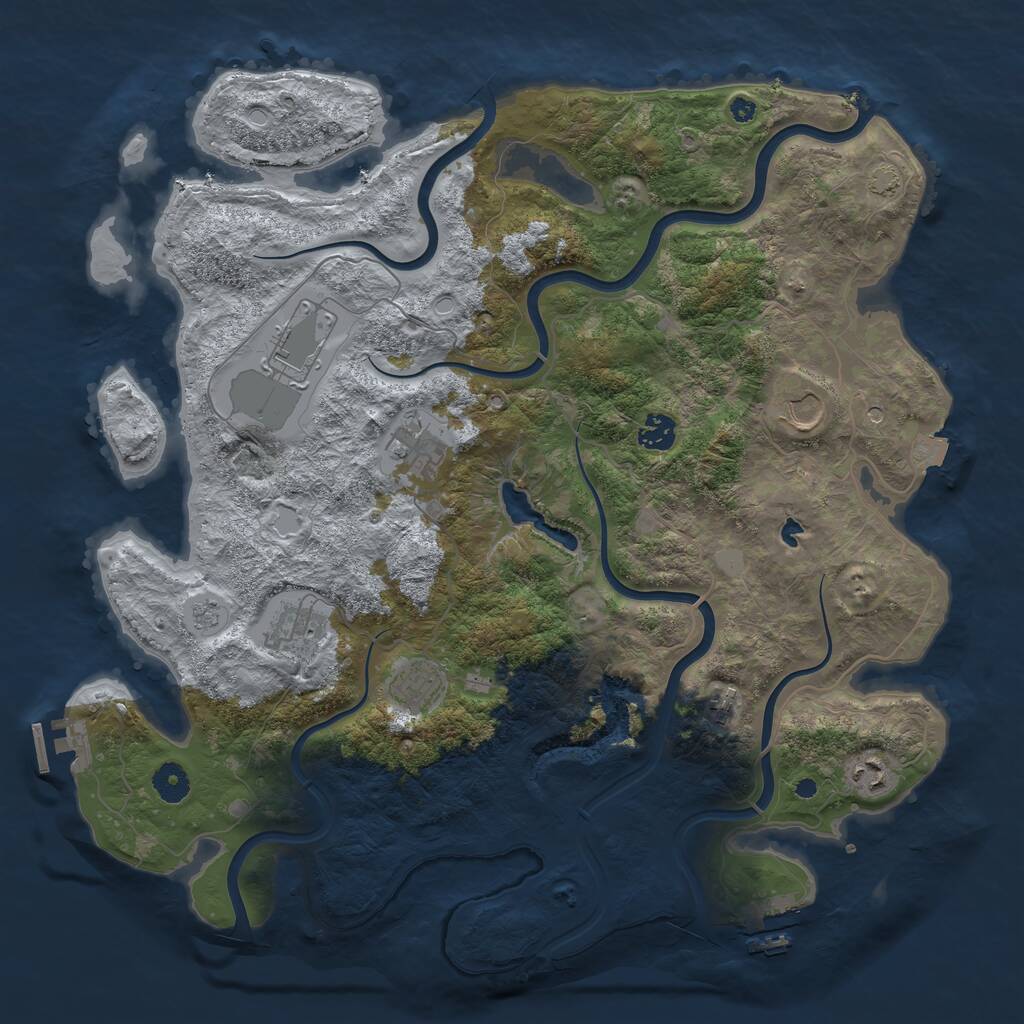 Rust Map: Procedural Map, Size: 4100, Seed: 1116466332, 14 Monuments