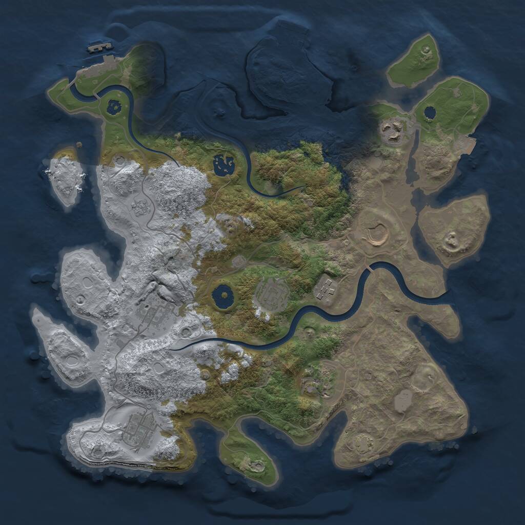 Rust Map: Procedural Map, Size: 3500, Seed: 5436754, 14 Monuments
