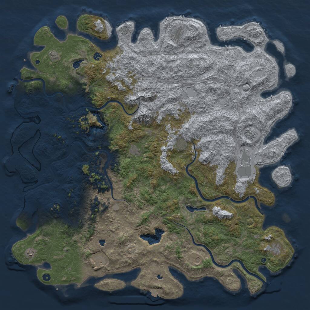 Rust Map: Procedural Map, Size: 6000, Seed: 867542, 17 Monuments