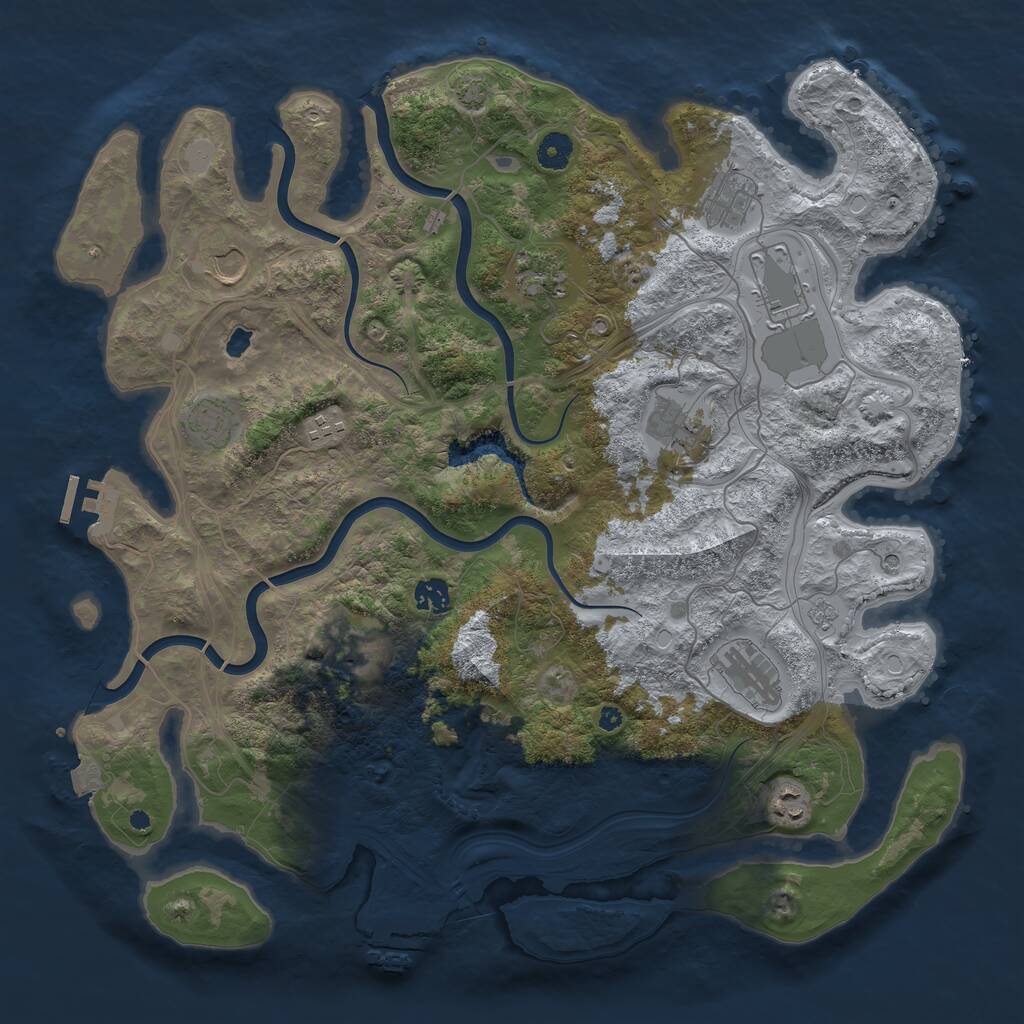Rust Map: Procedural Map, Size: 4250, Seed: 2098145584, 17 Monuments